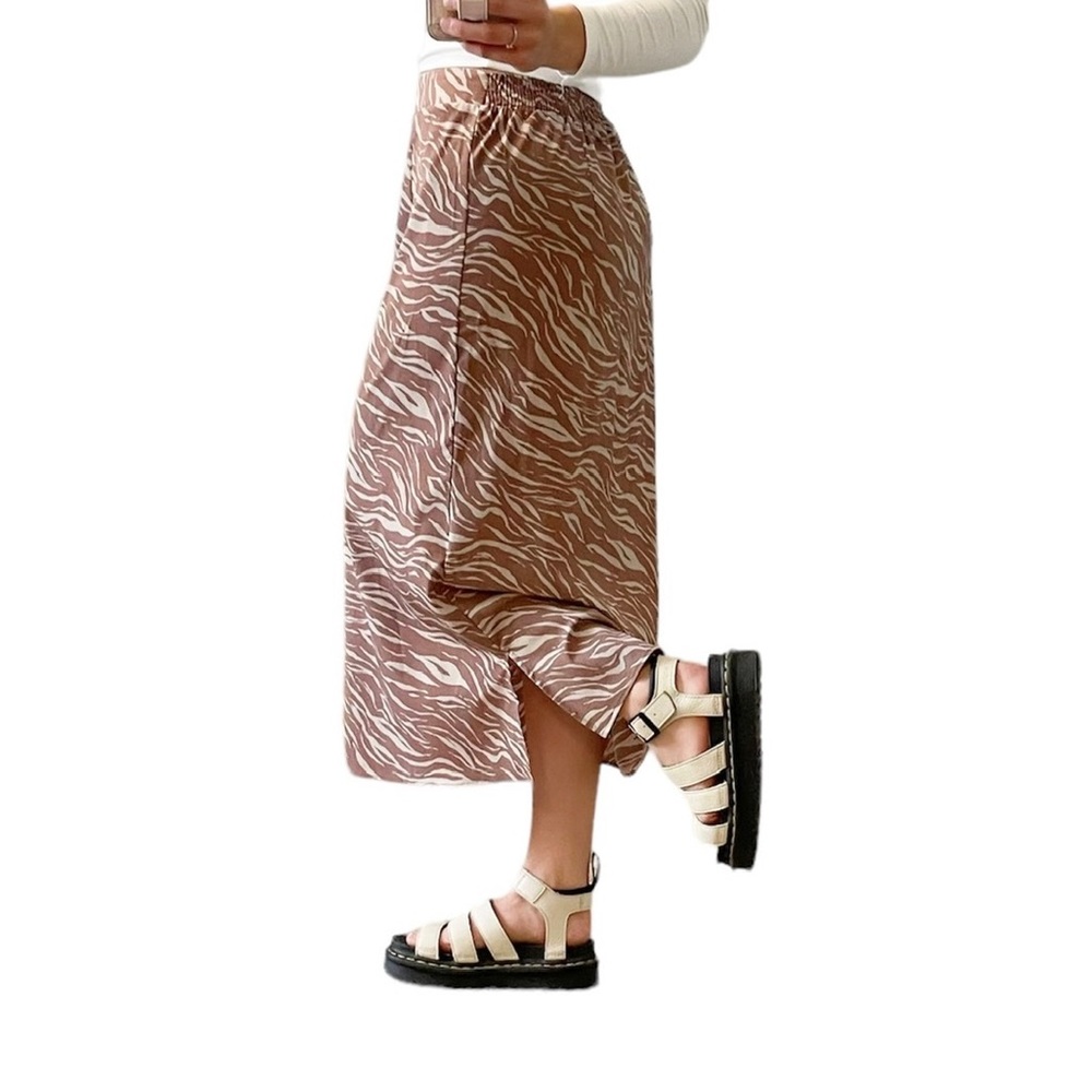 Zebra striped midi skirt